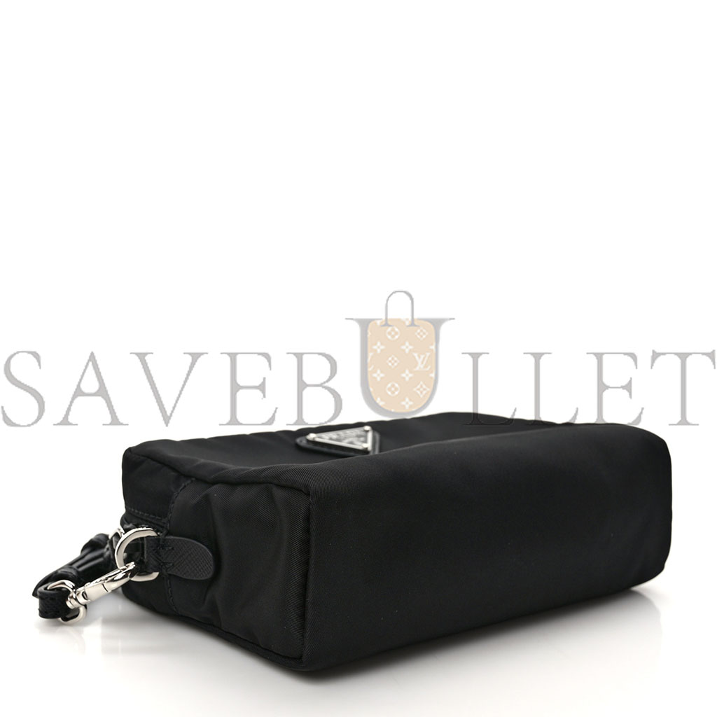 PRADA TESSUTO NYLON SAFFIANO WRISTLET BLACK (19*11*9cm)