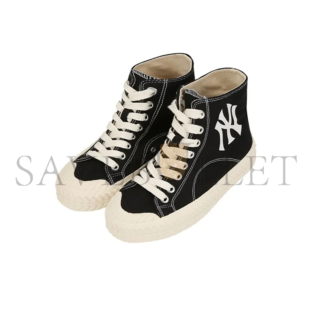 MLB PLAYBALL CANVAS SHOES UNISEX HIGH-TOP BLACK WHITE 32SHP5911