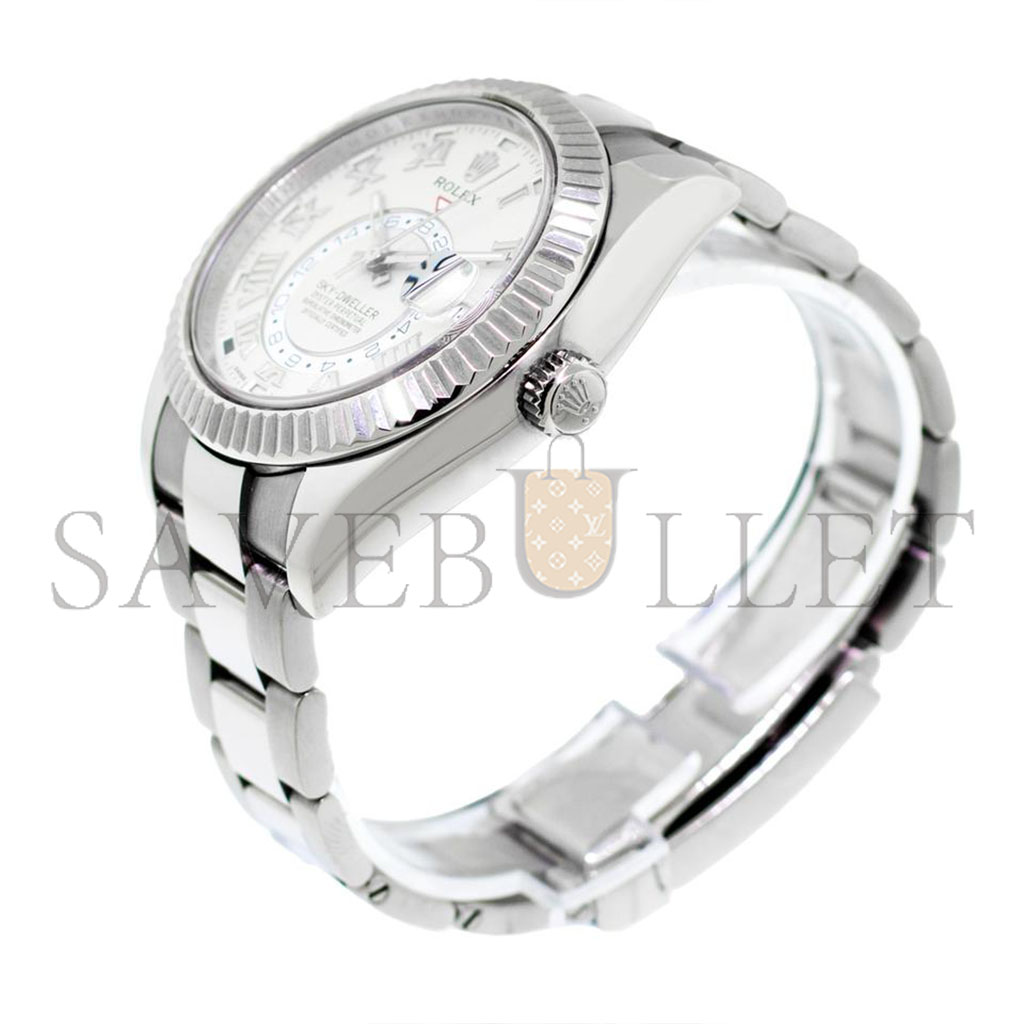 ROLEX SKY-DWELLER 42MM WHITE GOLD WHITE ROMAN DIAL WATCH 326939