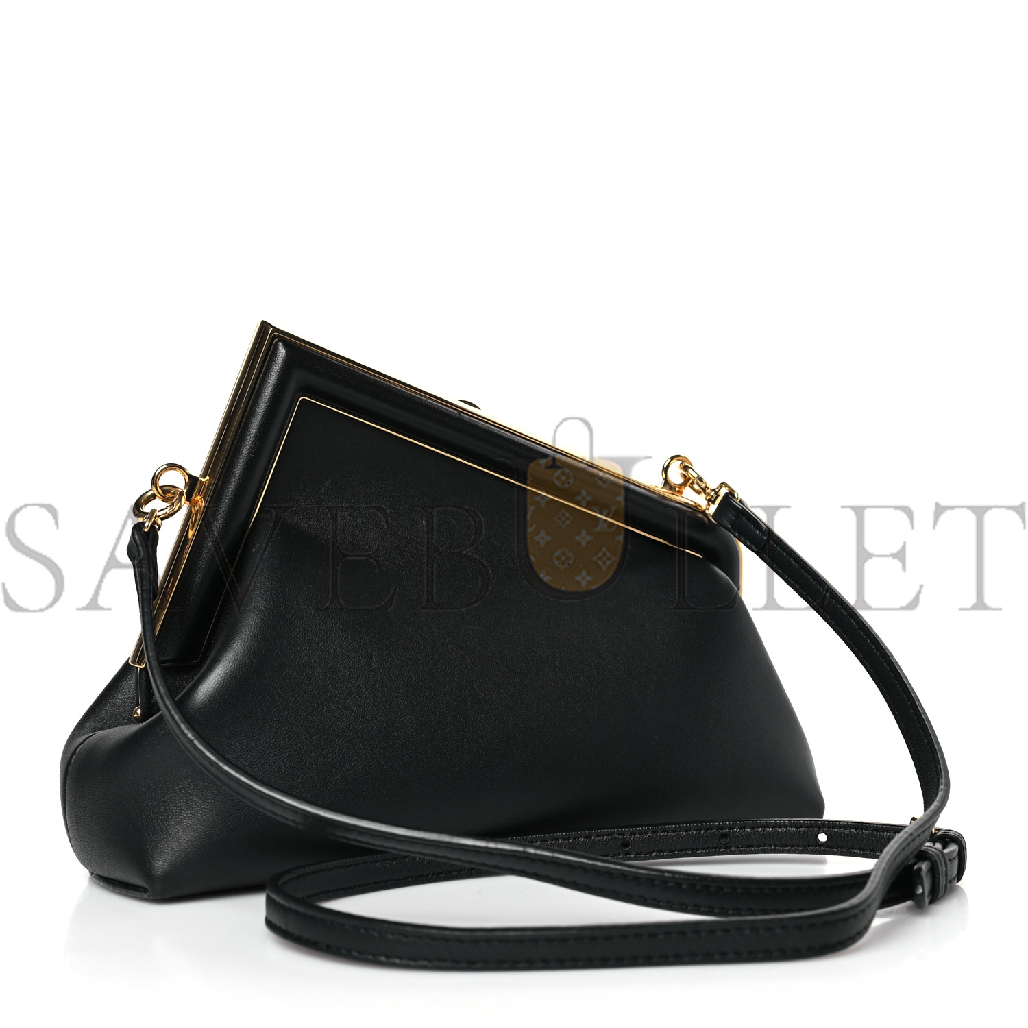 FENDI SHINY NAPPA SMALL FENDI FIRST BLACK (23*17*9cm)