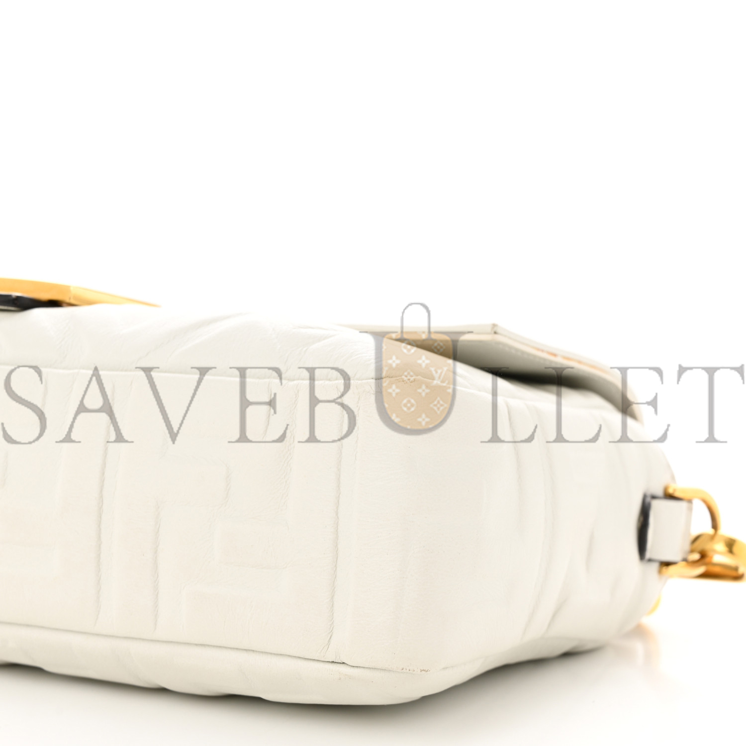 FENDI NAPPA FF 1974 EMBOSSED BAGUETTE WHITE (26*15*6cm)