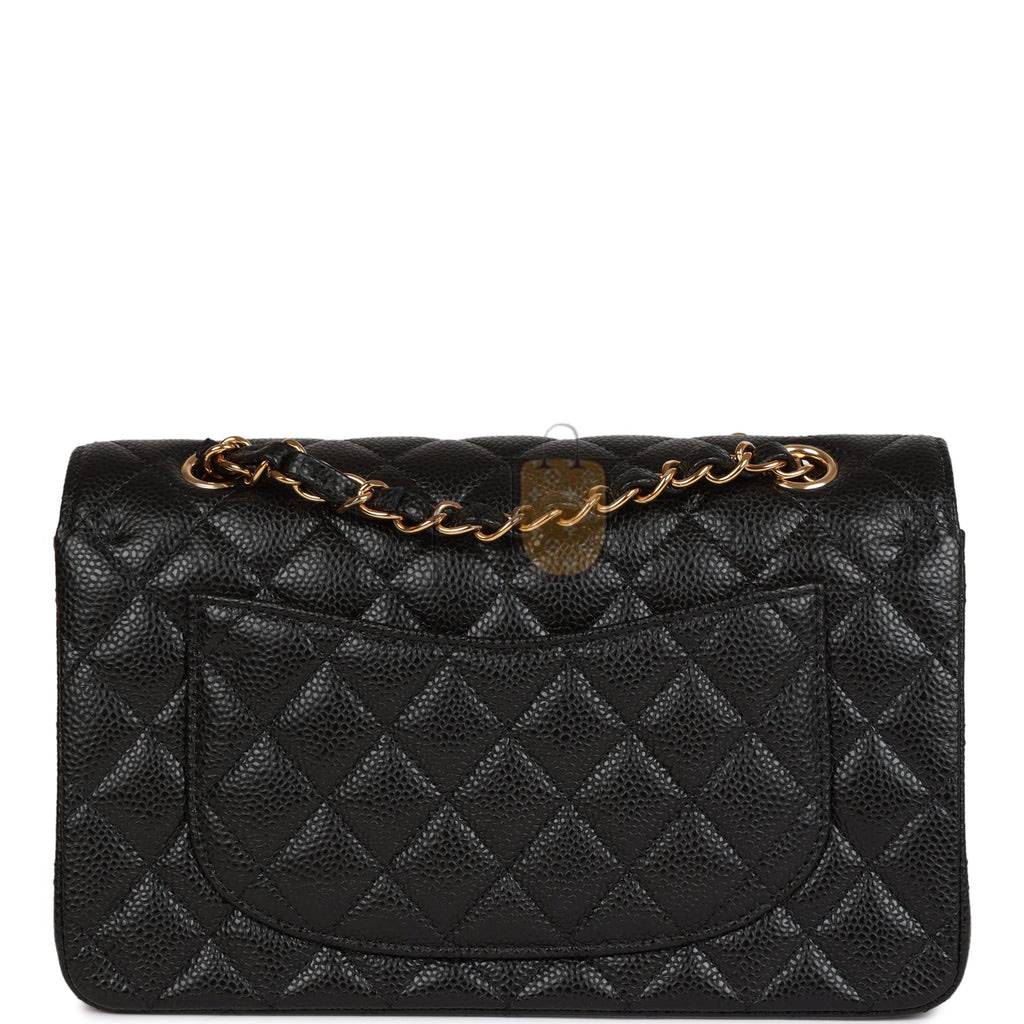 CHANEL SMALL CLASSIC DOUBLE FLAP BLACK CAVIAR GOLD HARDWARE (23*13*6cm)