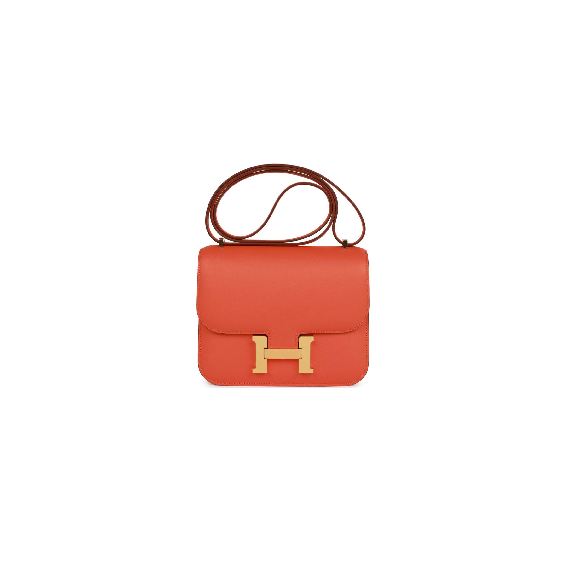 HERMES CONSTANCE 18 ORANGE SWIFT GOLD HARDWARE 39867983593566 (18cm)