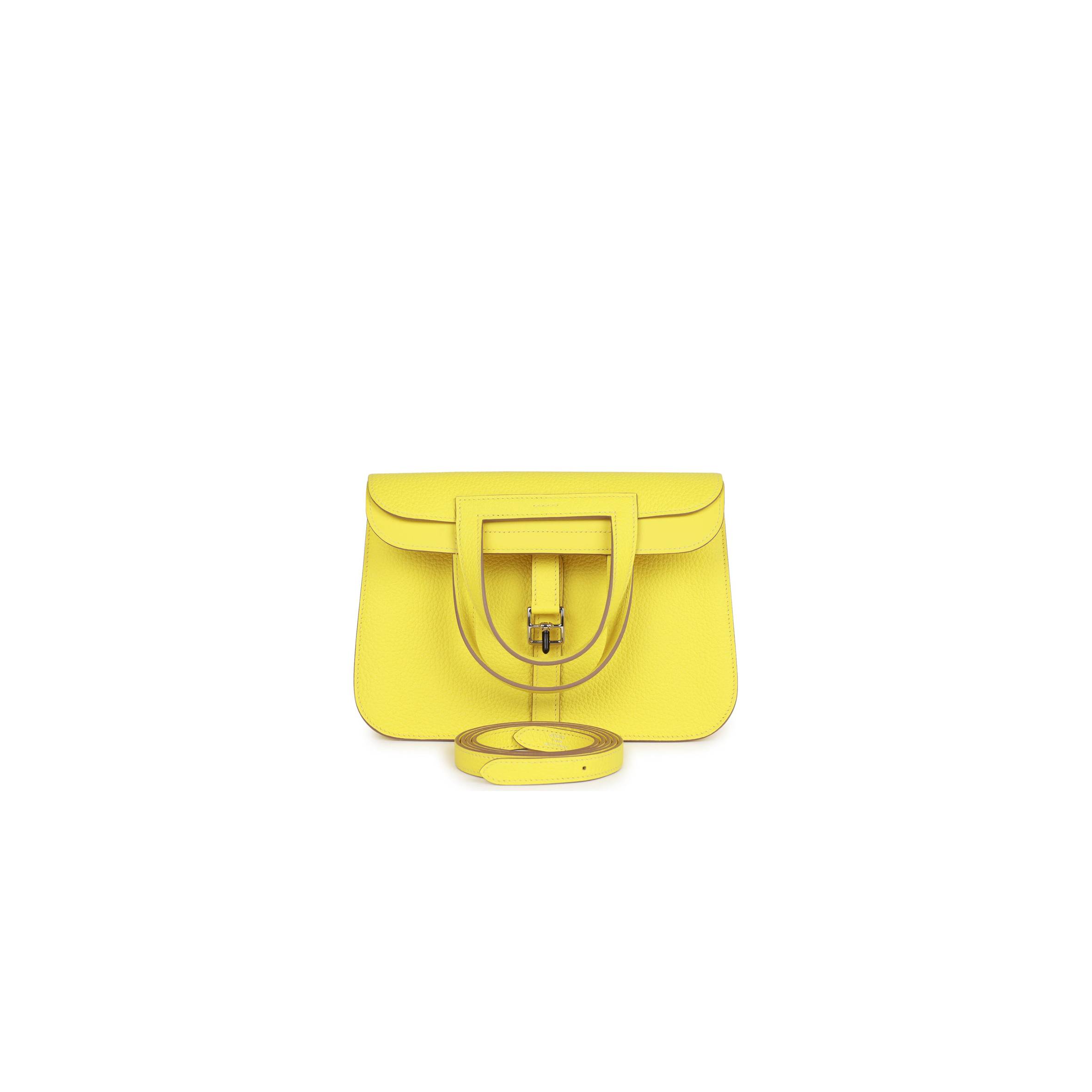 HERMES HALZAN 25 LIME CLEMENCE PALLADIUM HARDWARE (25cm)