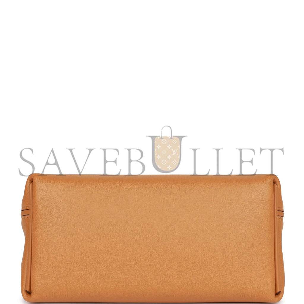 HERMES MINI 2424 BAG CARAMEL EVERCOLOR AND SESAME SWIFT VERSO GOLD HARDWARE (23*17*11cm)