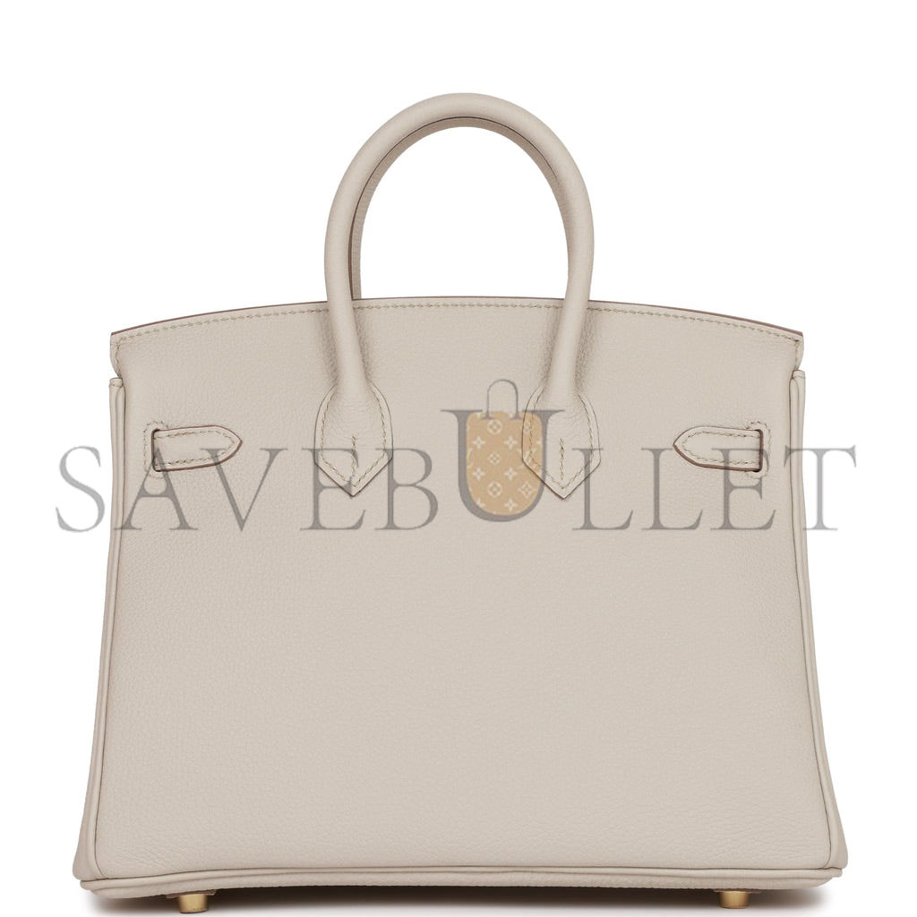 HERMES BIRKIN 25 BETON TOGO GOLD HARDWARE HANDMADE(25*19*12cm)