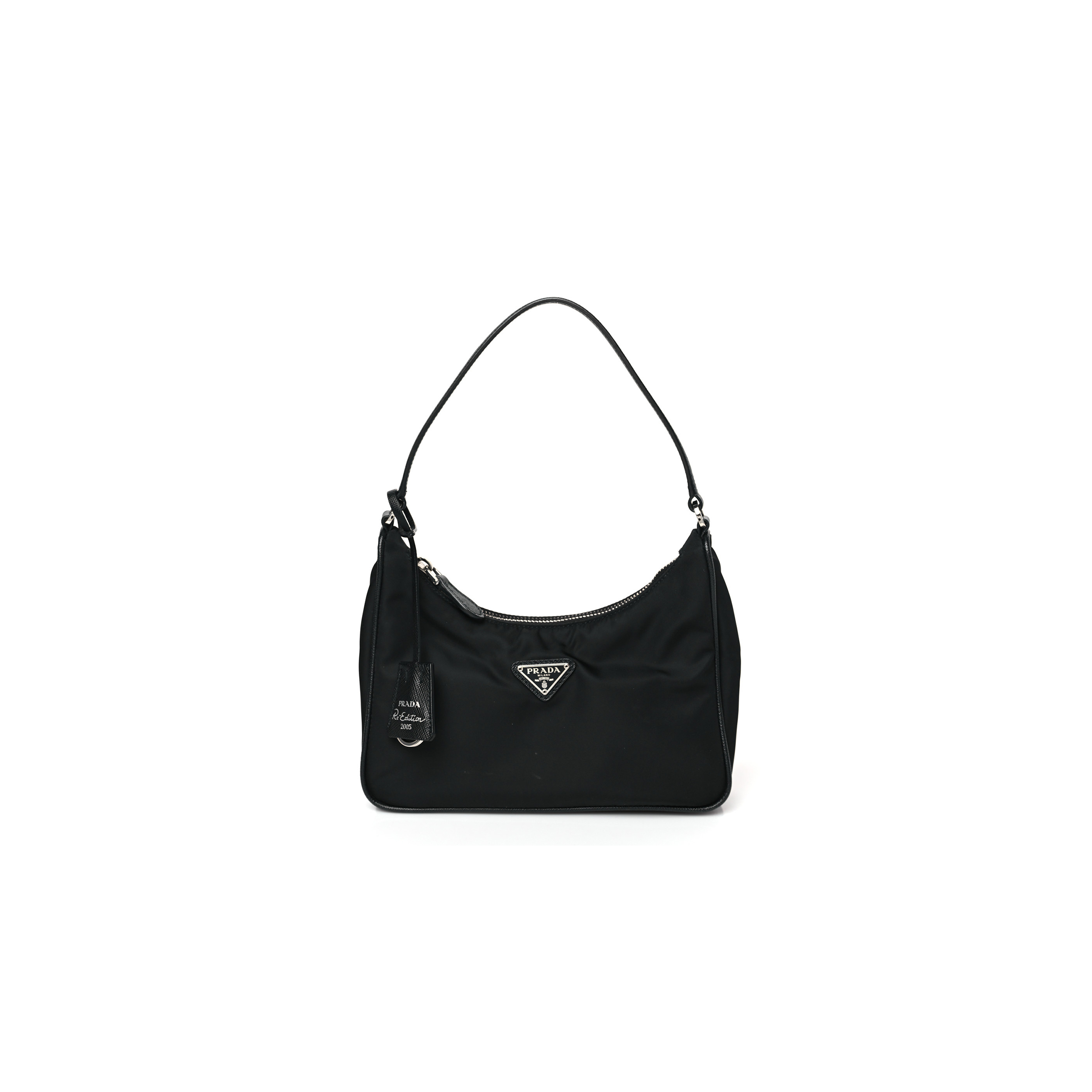 PRADA TESSUTO NYLON SAFFIANO MINI RE-EDITION 2005 BAG BLACK (22*17*6cm)