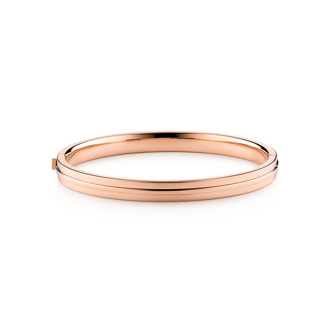 Tiffany T Pavé Diamond Hinged Bangle in 18k Rose Gold