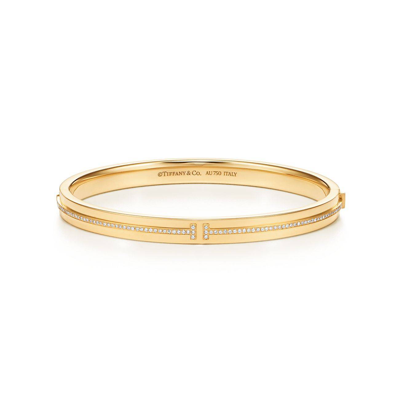 Tiffany T Diamond Hinged Bangle in 18k Gold