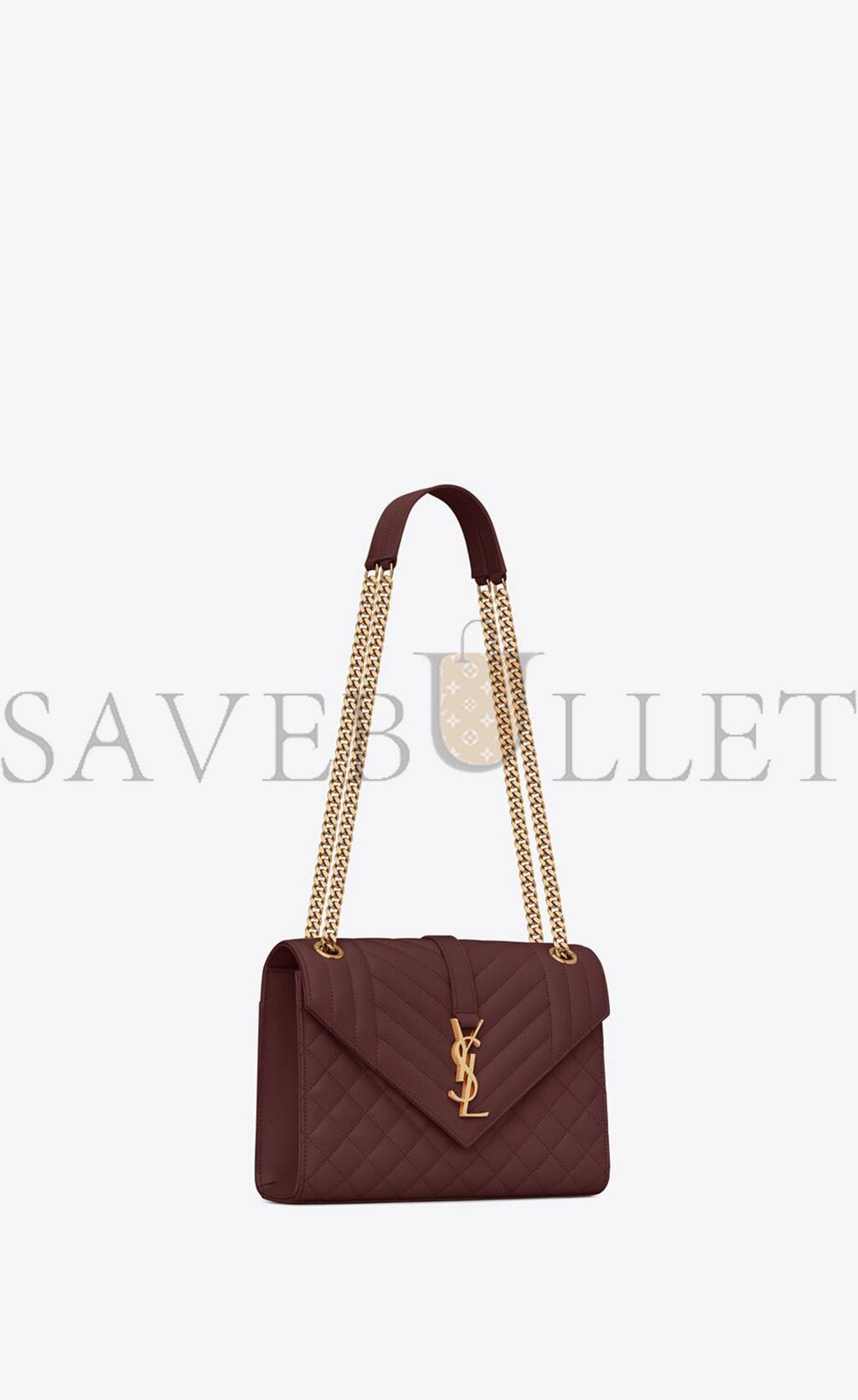 YSL ENVELOPE MEDIUM CHAIN BAG IN MIX MATELASS&EACUTE; GRAIN DE POUDRE EMBOSSED LEATHER 600185BOW916475 (24*17.5*6cm)