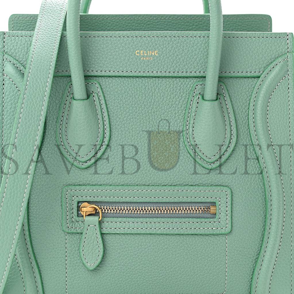 CELINE DRUMMED CALFSKIN NANO LUGGAGE CELADON (21*20*10cm)