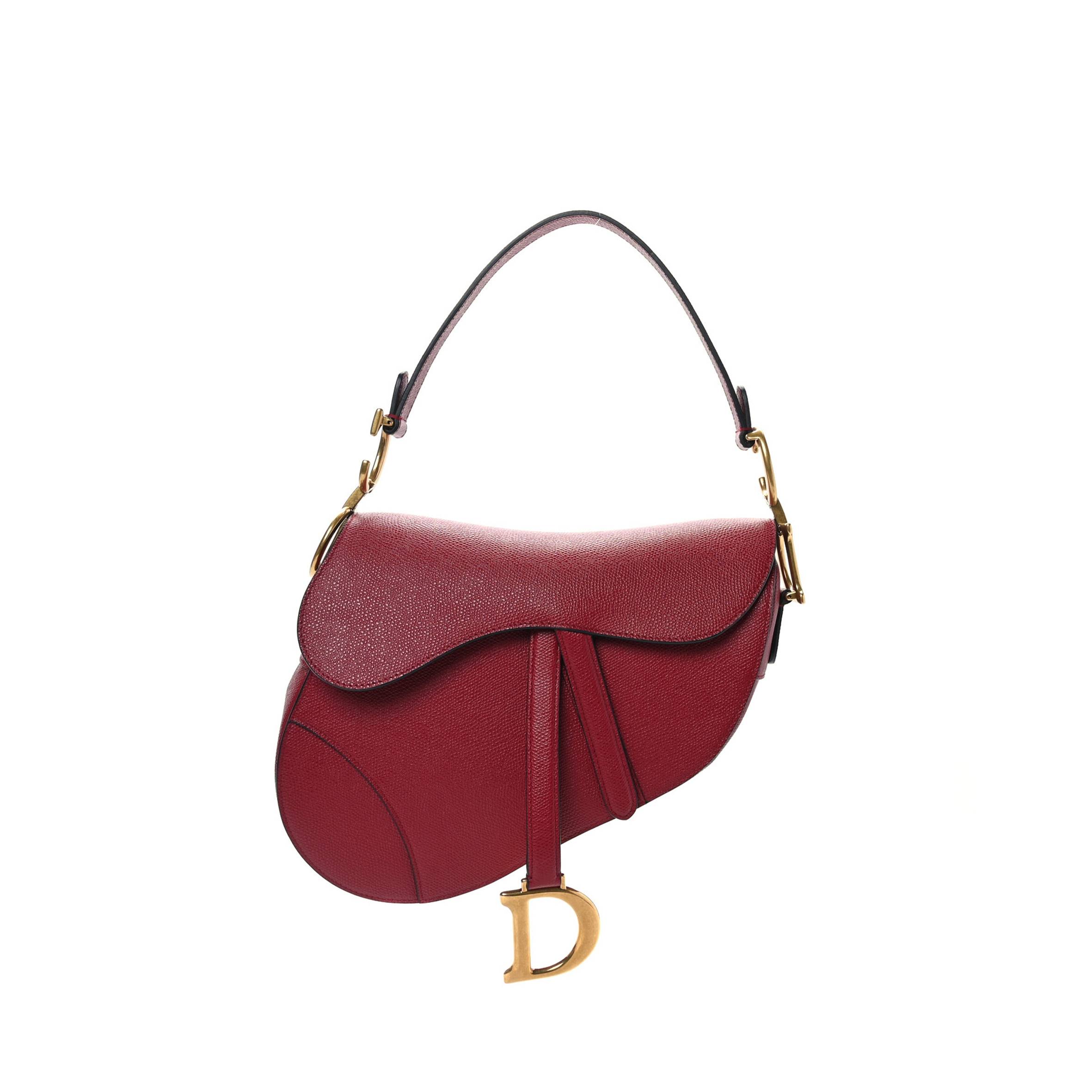 DIOR GRAINED CALFSKIN SADDLE BAG RED (25*20*7cm)