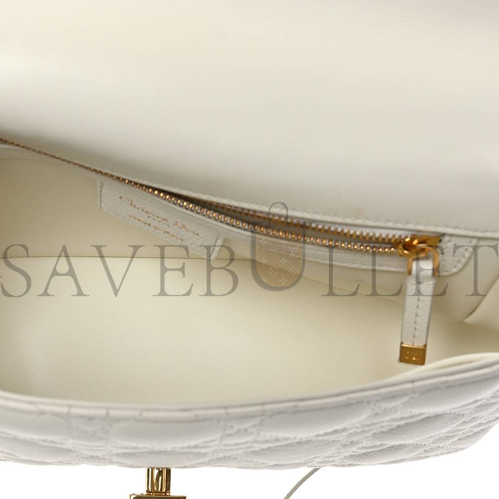 DIOR SUPPLE CALFSKIN CANNAGE MEDIUM CARO BAG IVORY (25*15*8.9cm)